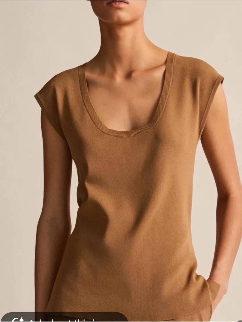 Massimo Dutti Scoop Neck Sleeveless Knit Vest – Toffee Brown